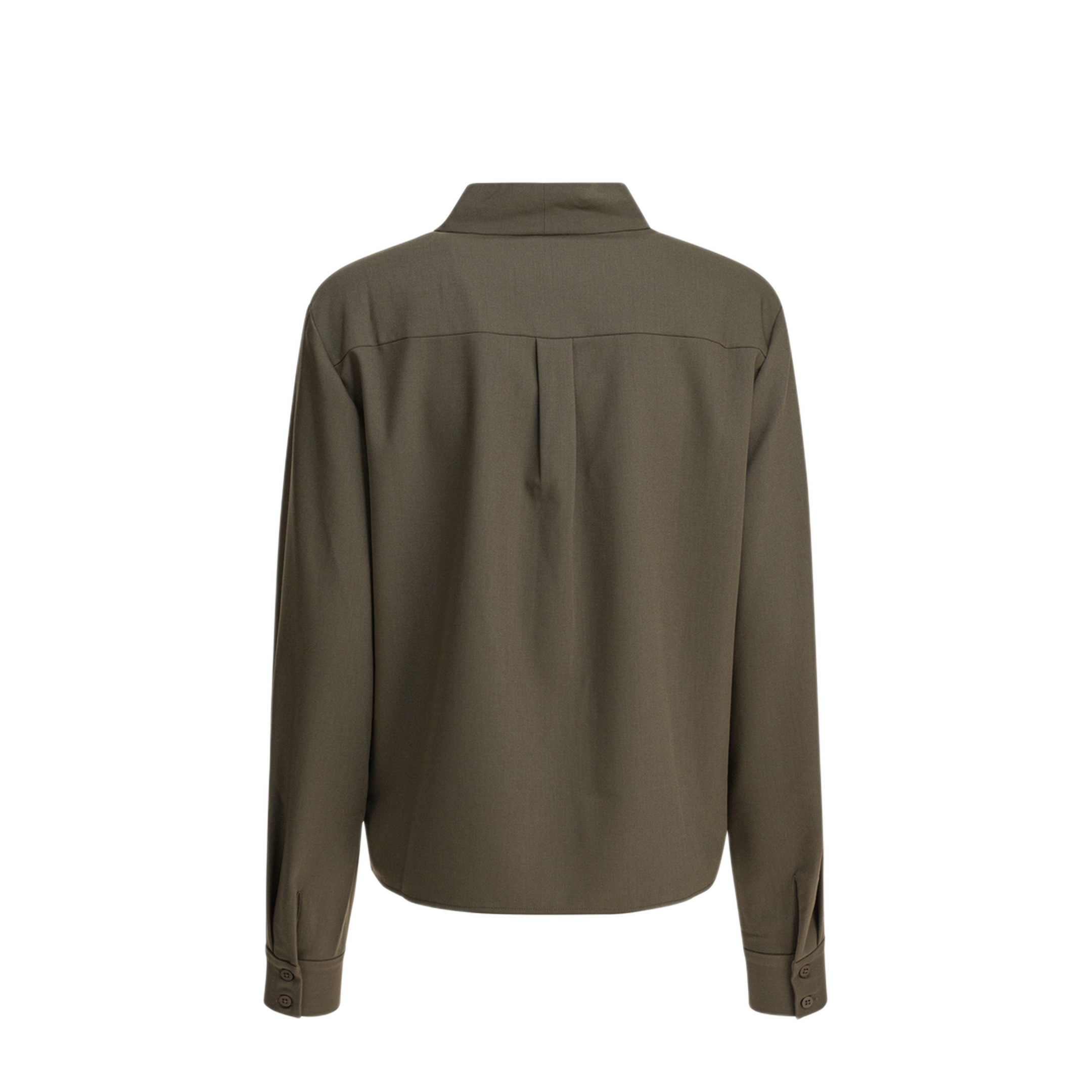 MAYFEYR - Self Portrait - Twill Blouse With Bow Collar - PF25016TGGREEN