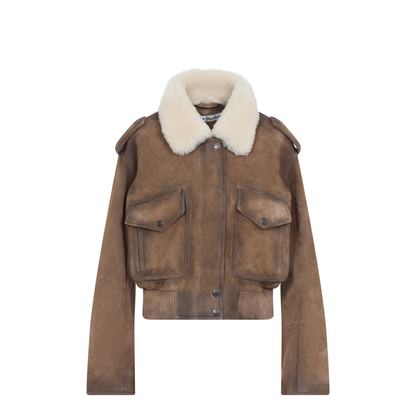 MAYFEYR - Acne Studios - Camel Brown Leather Bomber Jacket - A70233640