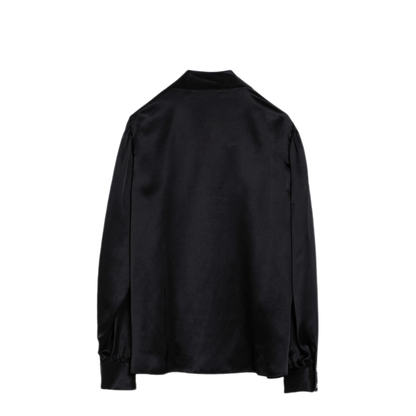 MAYFEYR - Alessandra Rich - Black Silk Shirt With Bow - FABX3812F43760900