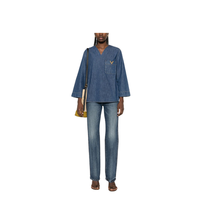 Cotton Denim Shirt - Blue