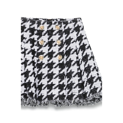 Tweed Pleated Mini Skirts Black