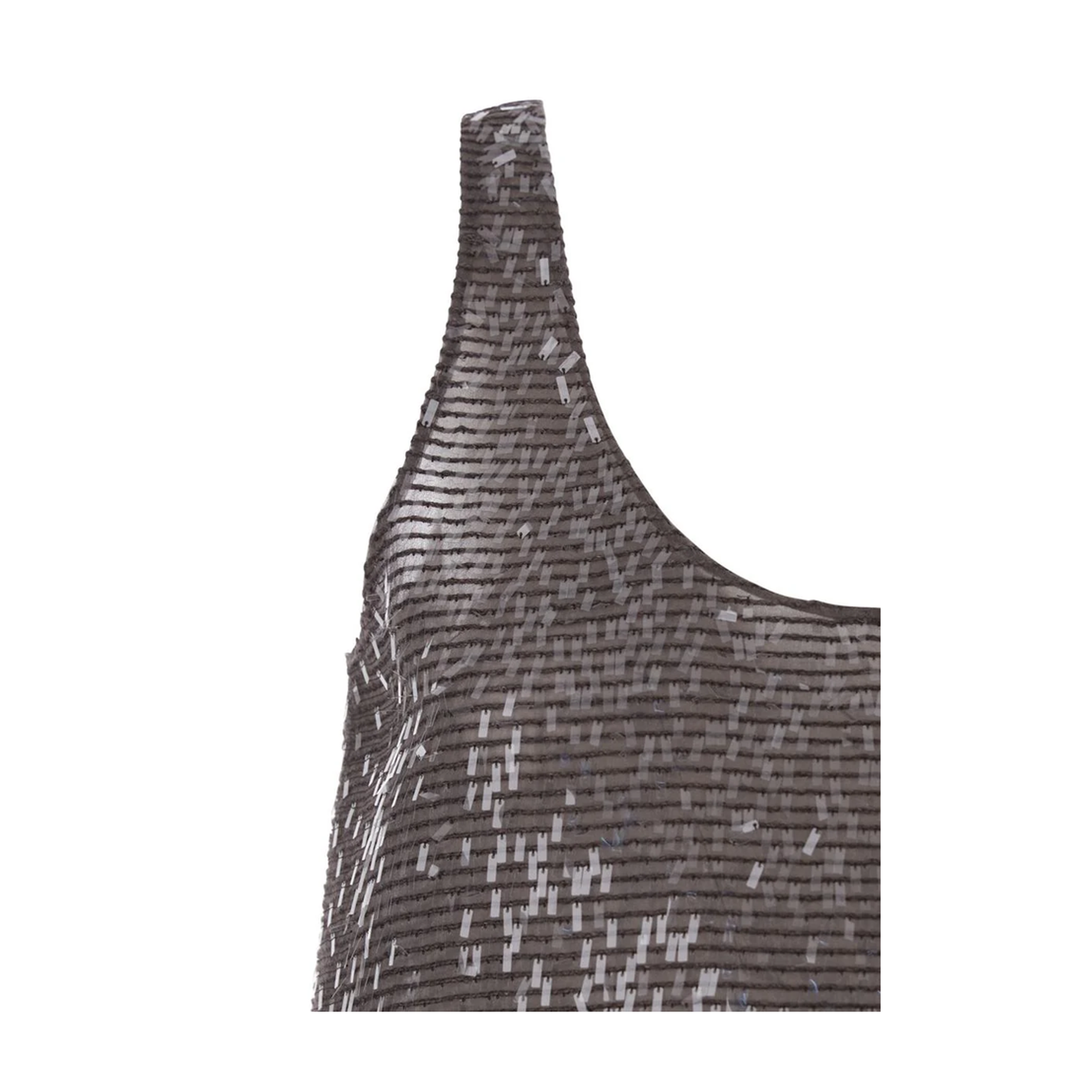 Brown Silk Sequin Top With Round Neck