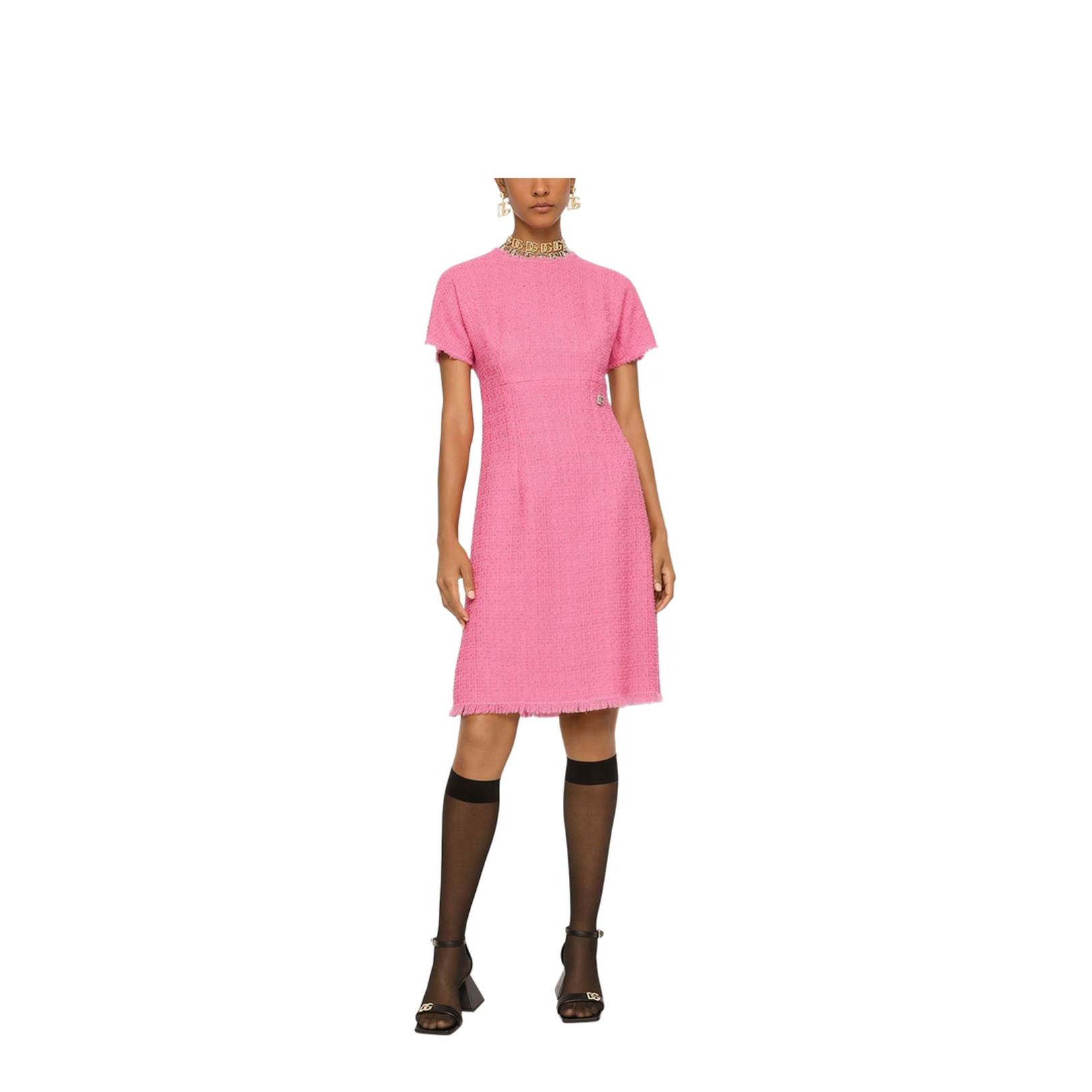 Raschel Tweed Calf-Length Dress