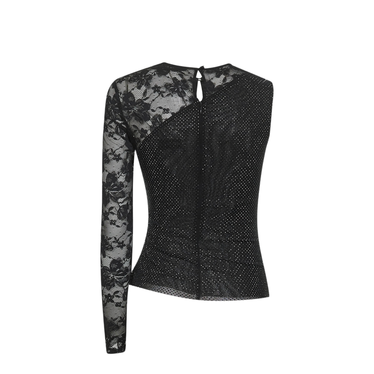 MAYFEYR - Self Portrait - Black Fitted Top With Lace Panels - PF25100TBBLACK