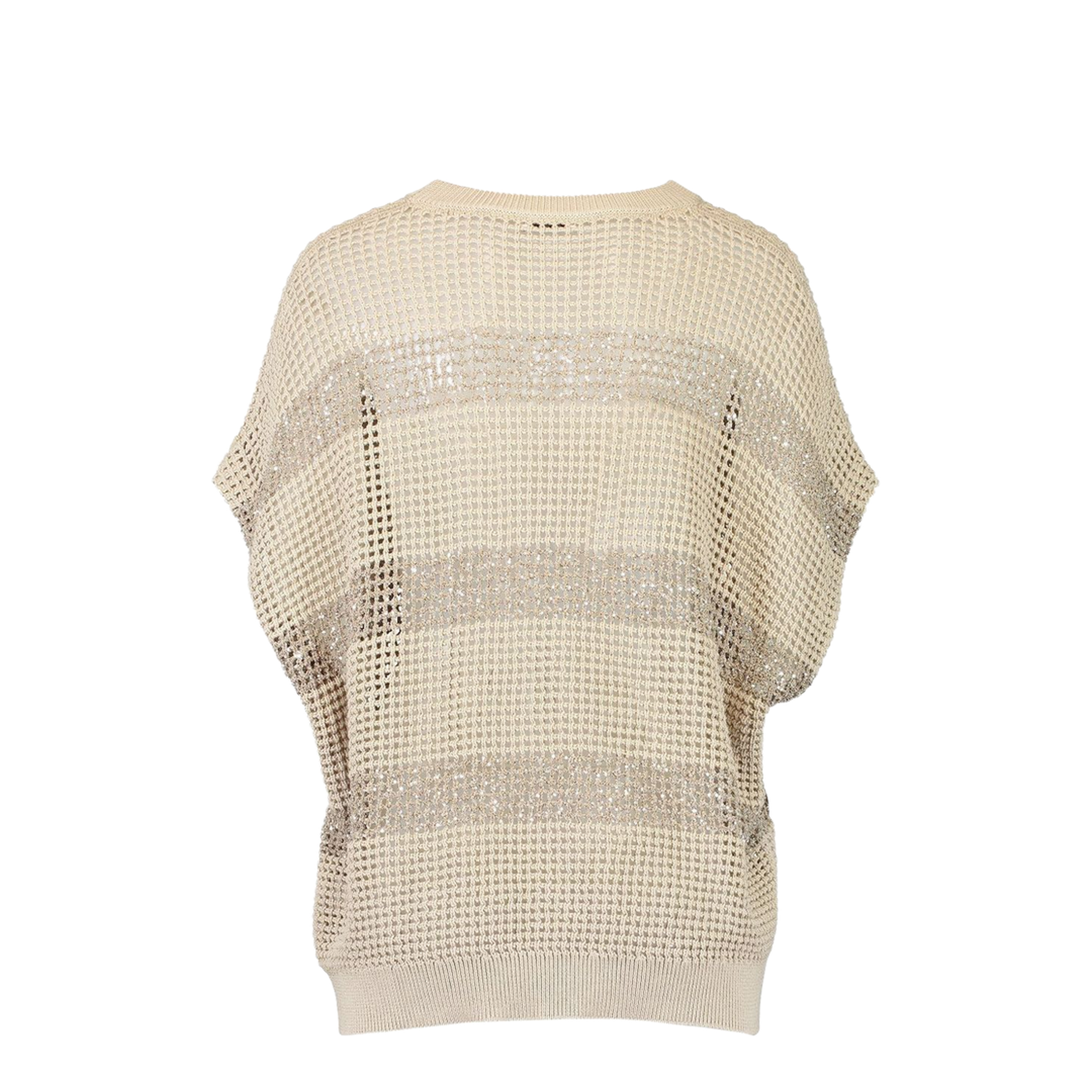 Striped Cotton Knitted Sweater - Beige