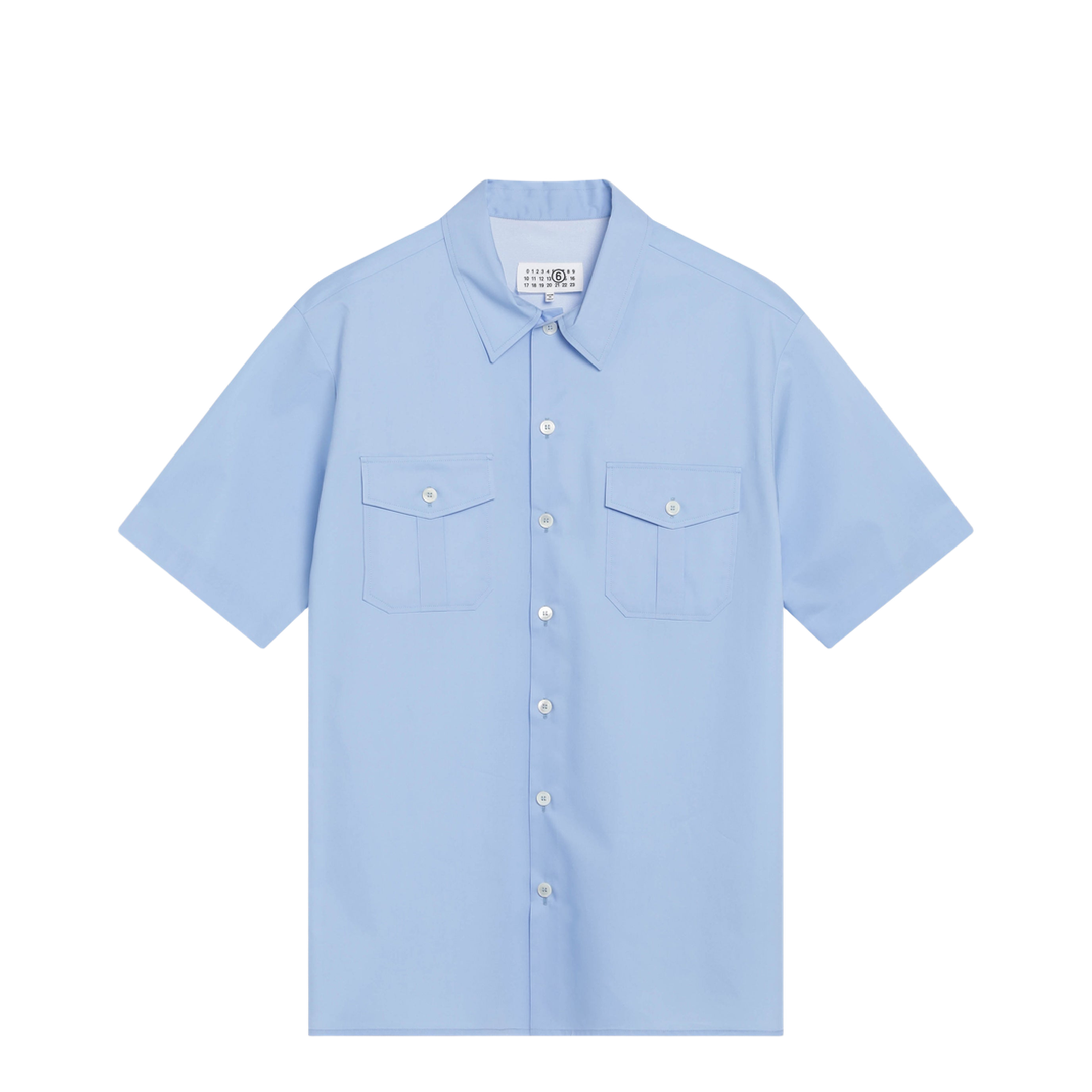MAYFEYR - Mm6 Maison Margiela - Short-Sleeve Poplin Shirt With Reinforcements, Light Blue - SH2DR0005M35861471