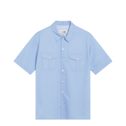 MAYFEYR - Mm6 Maison Margiela - Short-Sleeve Poplin Shirt With Reinforcements, Light Blue - SH2DR0005M35861471