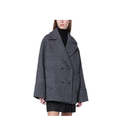 MAYFEYR - Calvin Klein - Grey Double Breasted Houndstooth Coat - 044D531GWO0RJ