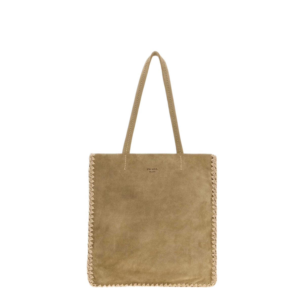 MAYFEYR - Prada - Khaki Suede Large Shopping Bag - 1BG6582FP1F0F24