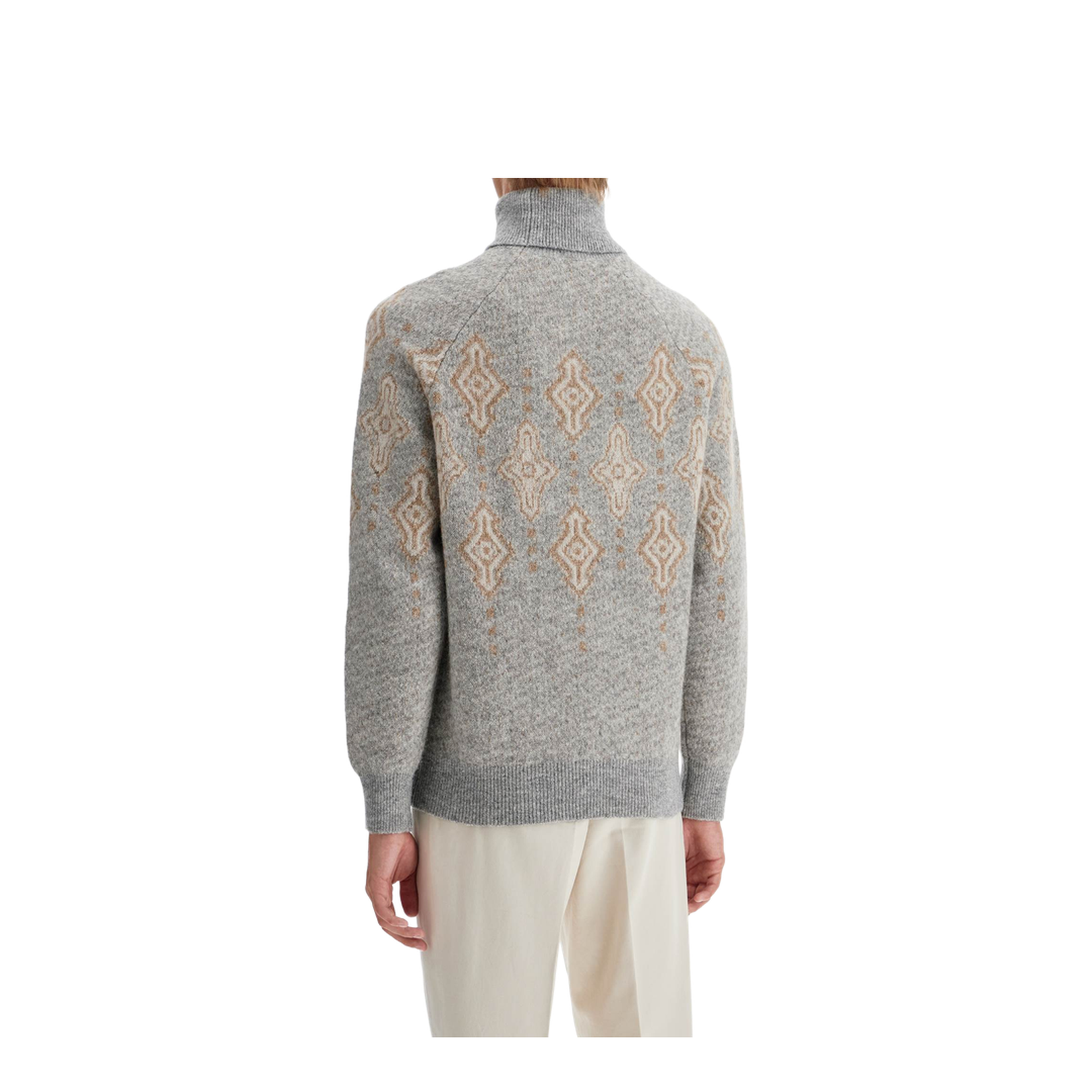 Geometric Jacquard Turtleneck Sweater