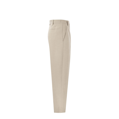 Curved Viscose and Linen Trousers