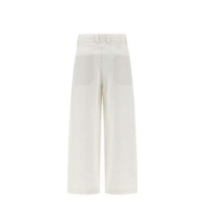 Crop Chino Trousers in Cotton and Linen Gabardine