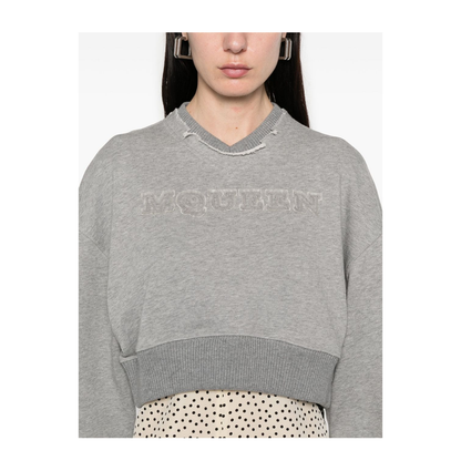 Logo Cotton Cropped Sweatshirt