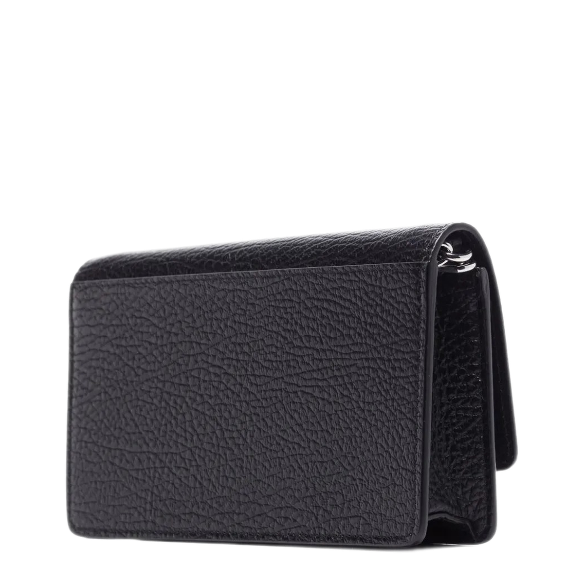 Four Stitches Medium Grainy Calf Leather Chain Wallet - Black