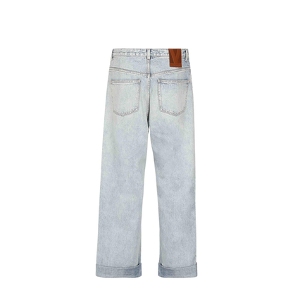 Blue Denim Wide Leg Jeans