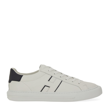 White Logo Design Flat Rubber Sole Lace-Up Closure