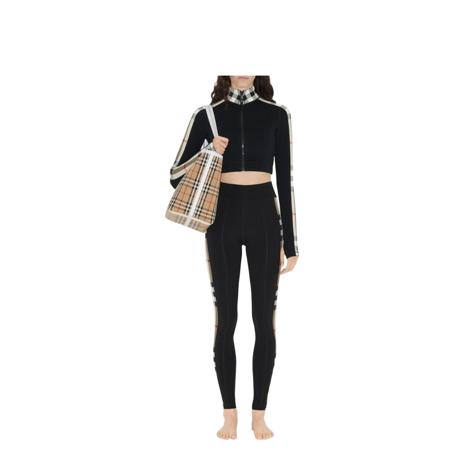 Check Motif Leggings - Black