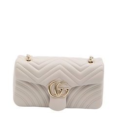 GG Marmont Medium Matelassé Chevron Nappa Leather Shoulder Bag - Light Grey