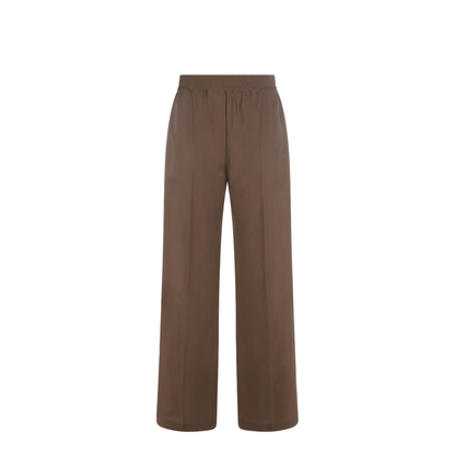 Wide-leg Trousers in Cotton and Nylon Poplin with Elasticated Waistband