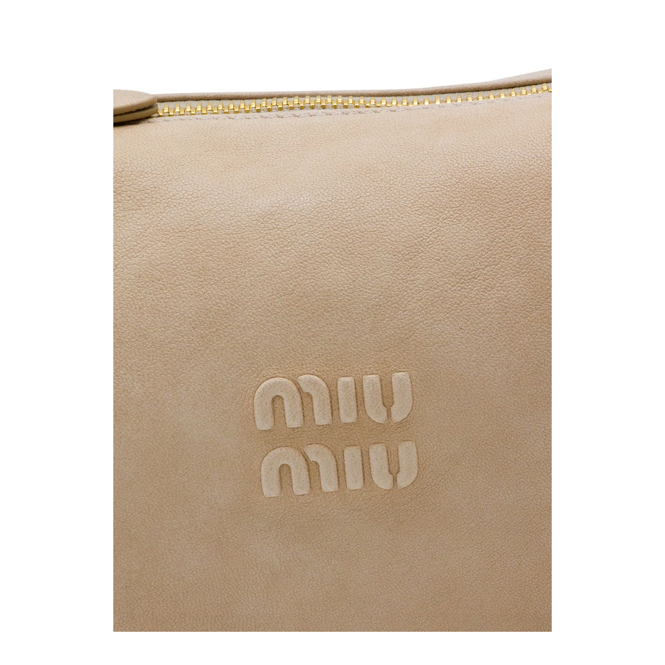 Leather Pouch Handbags - Beige