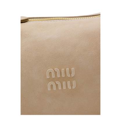 Leather Pouch Handbags - Beige