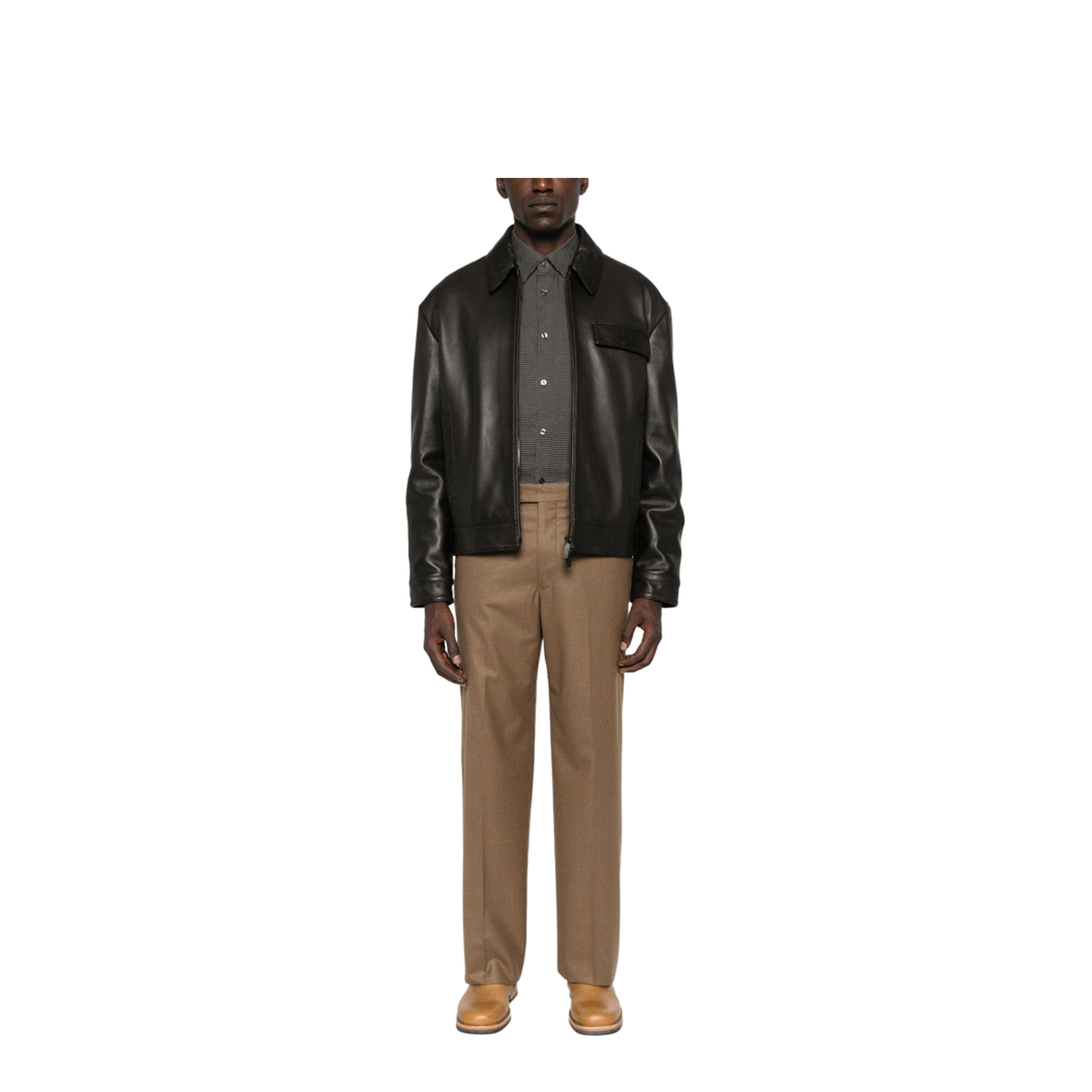 Brown Front Slash-Pockets Trousers