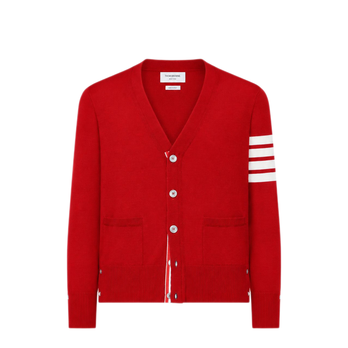 MAYFEYR - Thom Browne - Classic V Neck Cardigan Fine Merino Wool - MKC002AY1014600