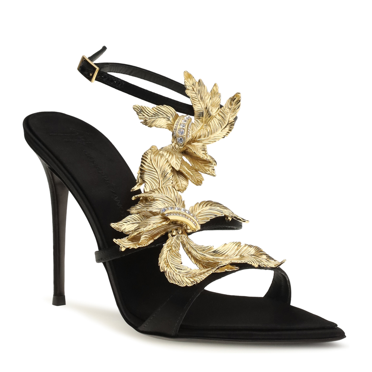 MAYFEYR - Giuseppe Zanotti - Incanto Silk Satin Sandals With Foliage Jewel Detail - I600030001