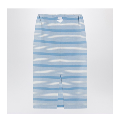 Midi Skirt in Striped Piquet Blue