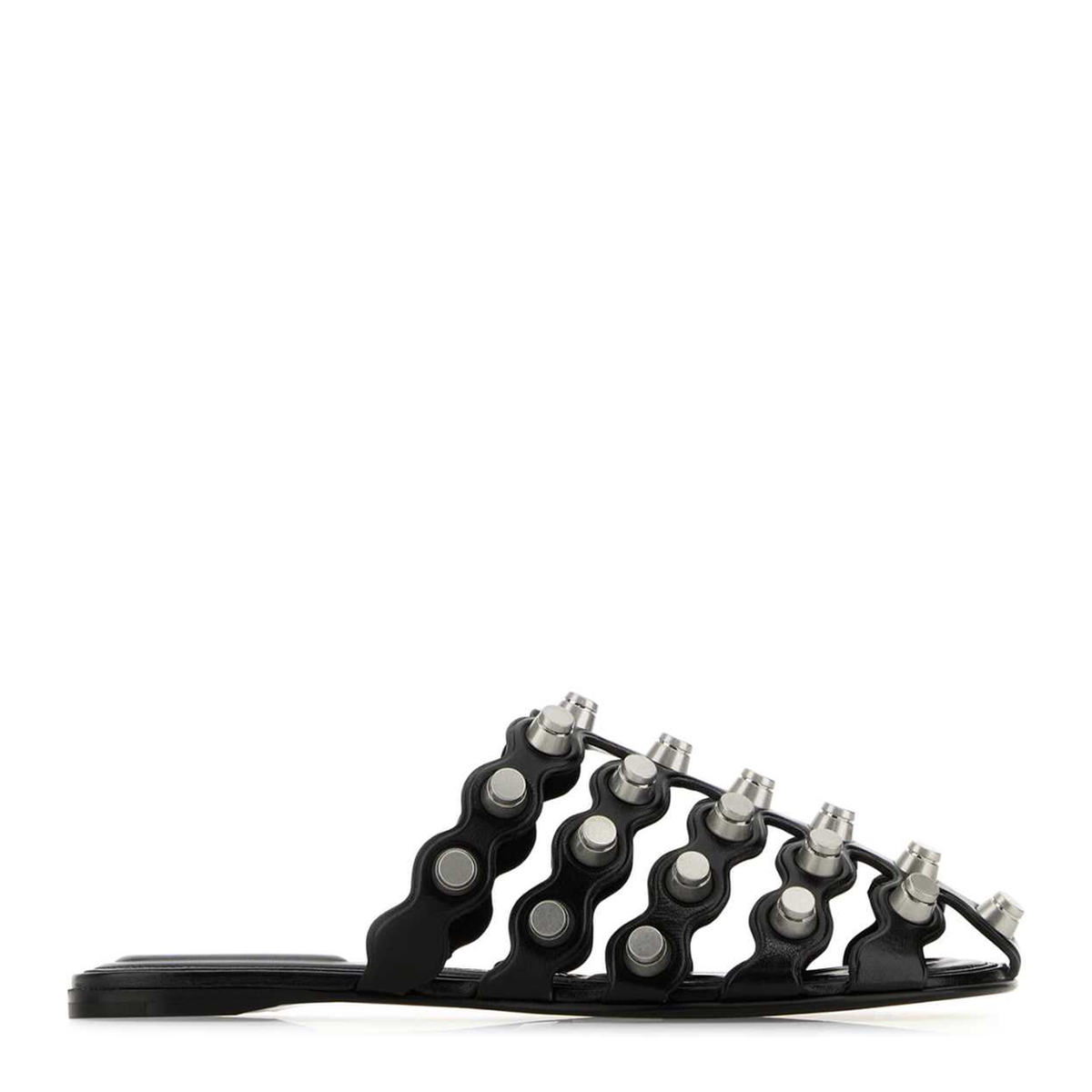MAYFEYR - Alexander Wang - Black Leather Rexa Cage Slide - 30125M014001