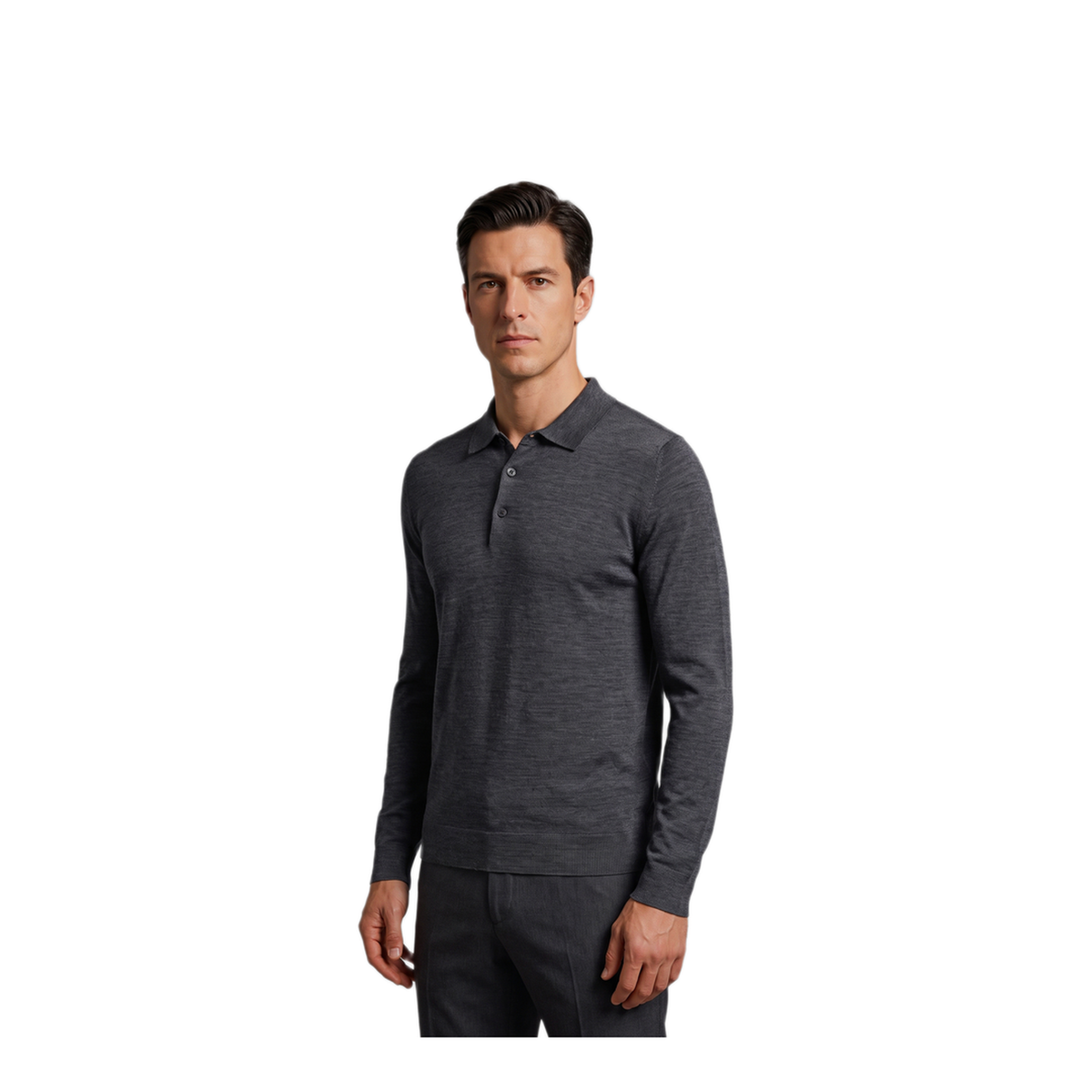 MAYFEYR - John Smedley - Belper Polo In Charcoal Grey - BELPERCHARCOL