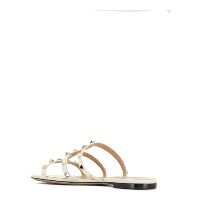 Rockstud Flat Slide Sandal - Light Ivory
