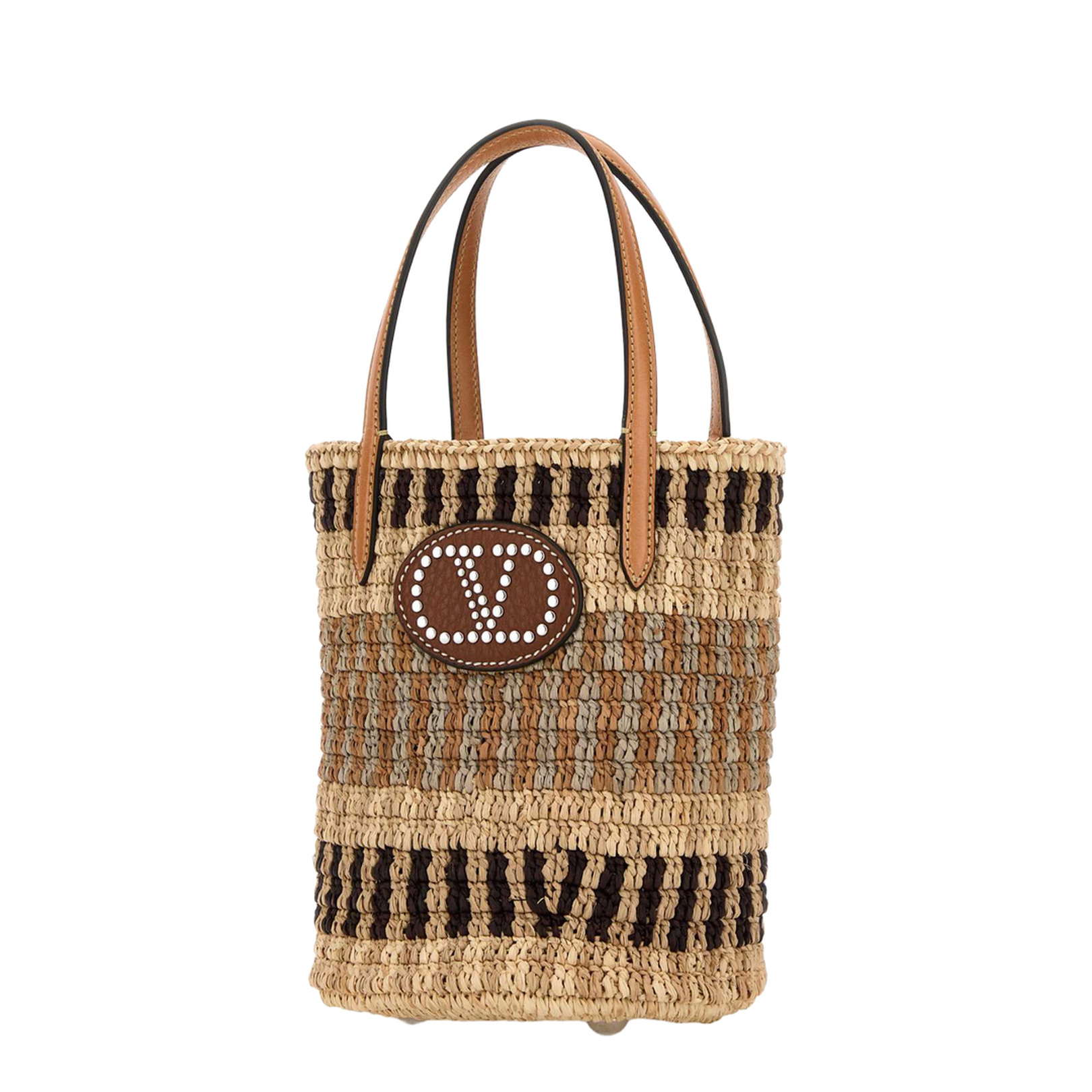 Embroidered Raffia Bucket Bag