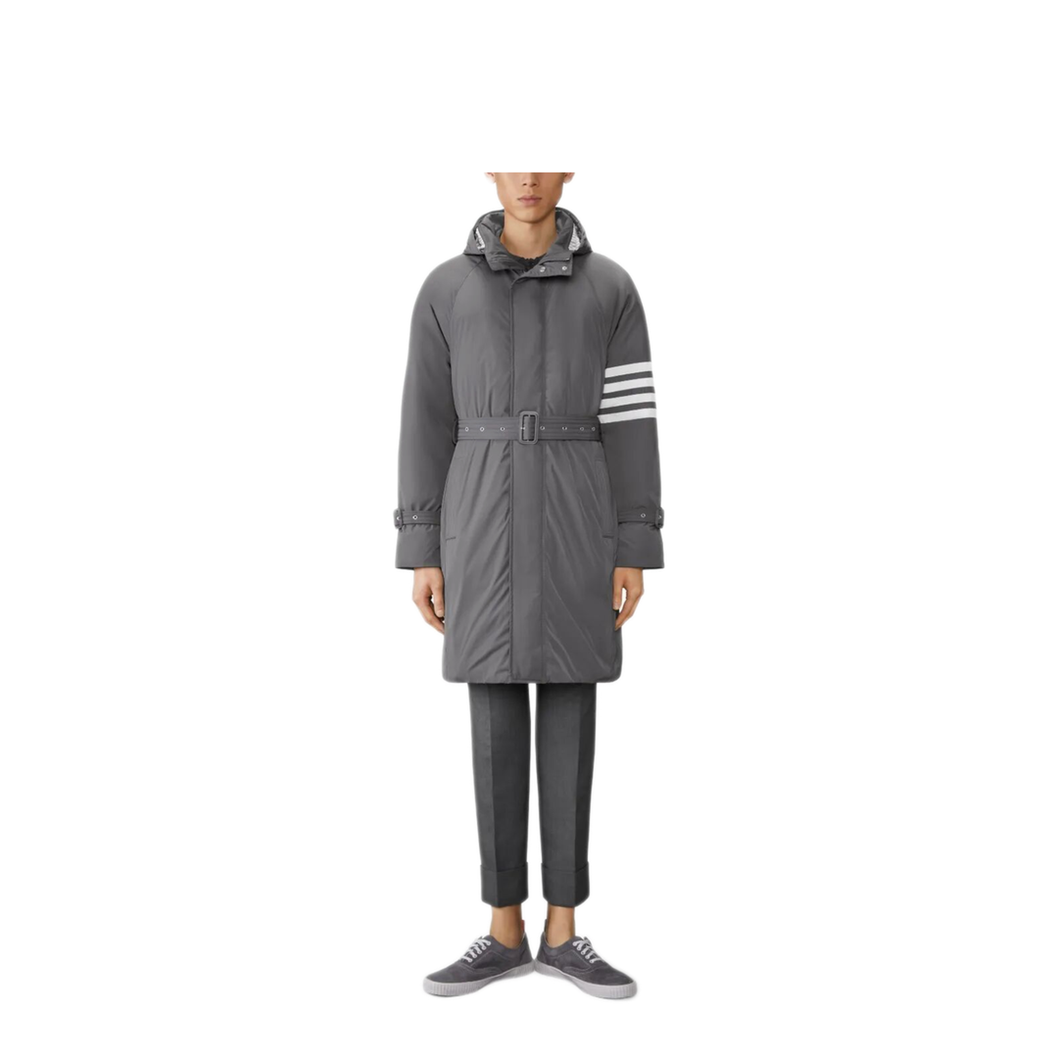 MAYFEYR - Thom Browne - Poly Twill 4-Bar Hooded Down Parka With Belt - MOD091X07259035