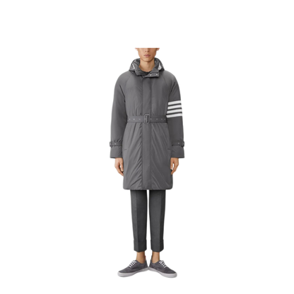MAYFEYR - Thom Browne - Poly Twill 4-Bar Hooded Down Parka With Belt - MOD091X07259035