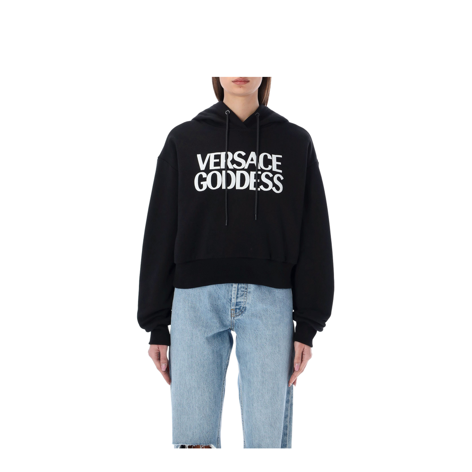 Crop Fit Cotton Sweatshirt In Black