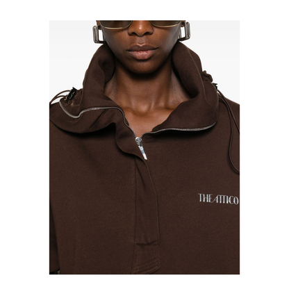 Brown Cotton Anorak Sweatshirt