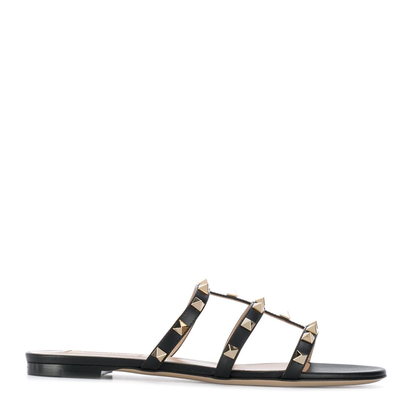 Rockstud Leather Flat Sandals