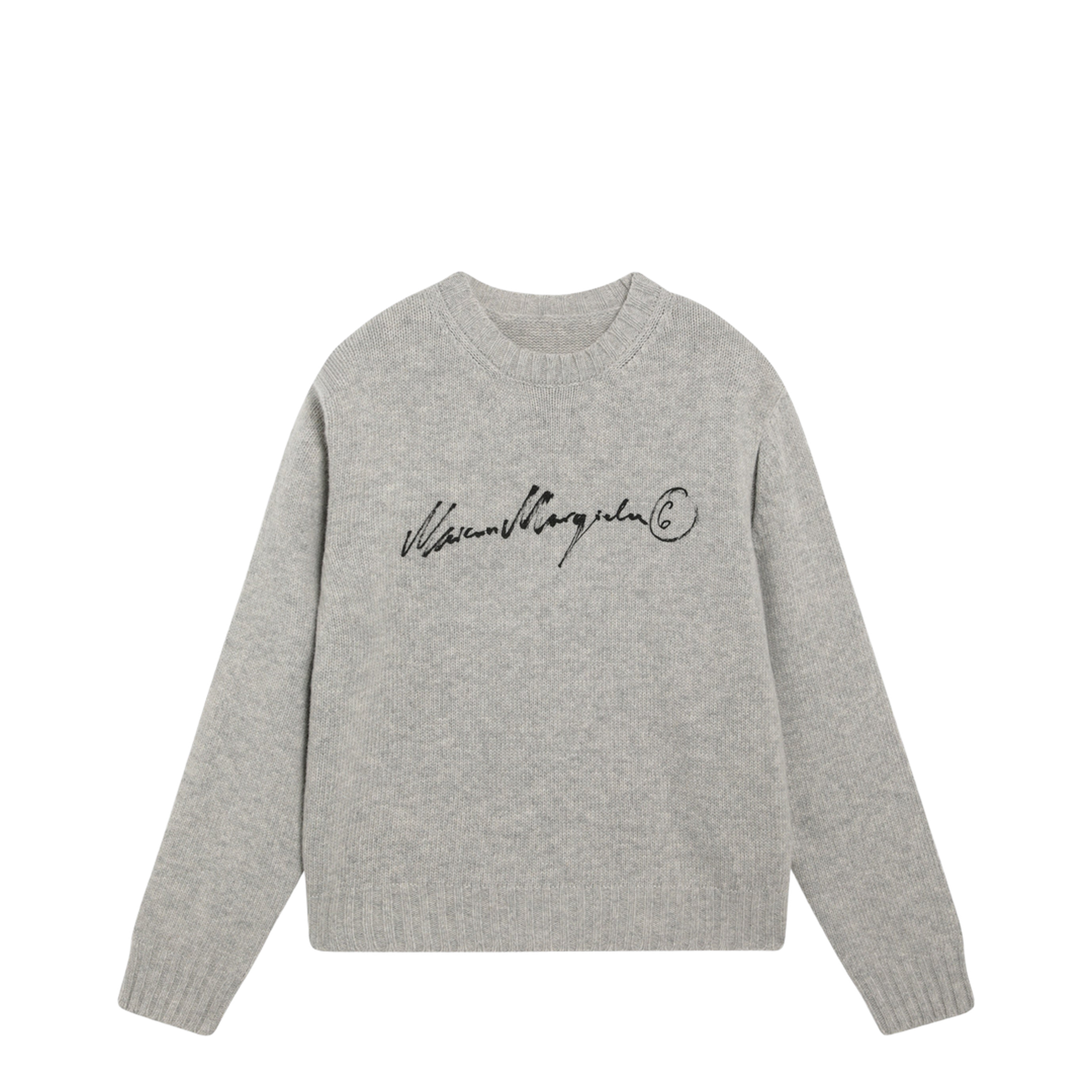 MAYFEYR - Mm6 Maison Margiela - Sweater With Calligraphic Print In Grey Melange - S52HL0065M13288806S