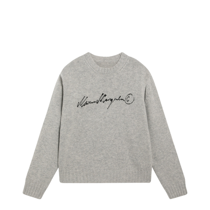 MAYFEYR - Mm6 Maison Margiela - Sweater With Calligraphic Print In Grey Melange - S52HL0065M13288806S