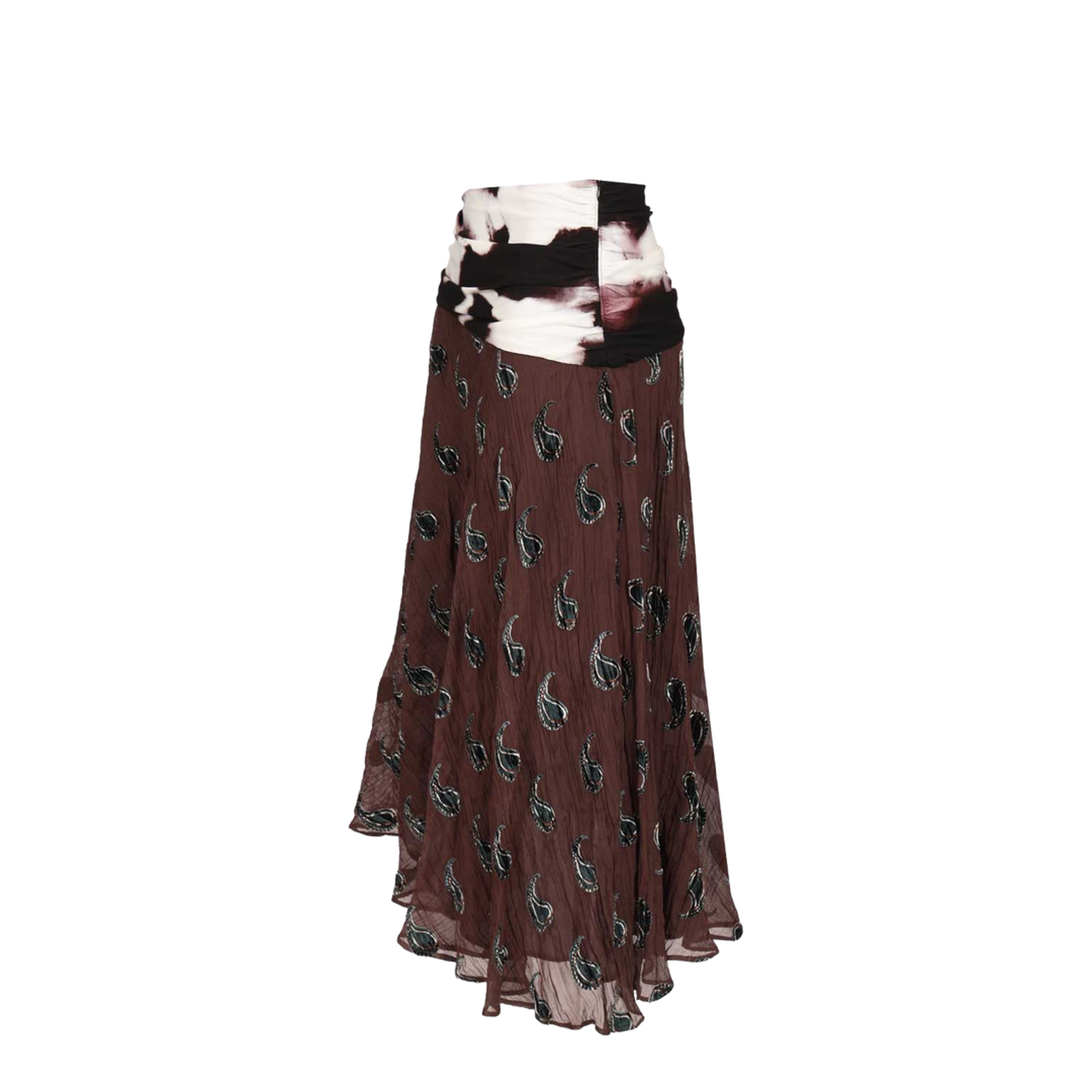 Asymmetrical Midi Skirt with Paisley Print
