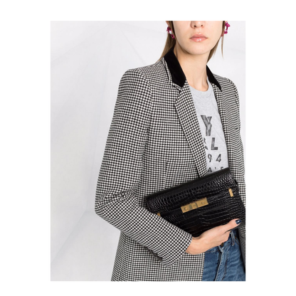 Manhattan Small in Shiny Crocodile-Embossed Leather
