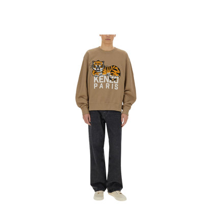 Happy Tiger Embroidered Sweatshirt in Cotton
