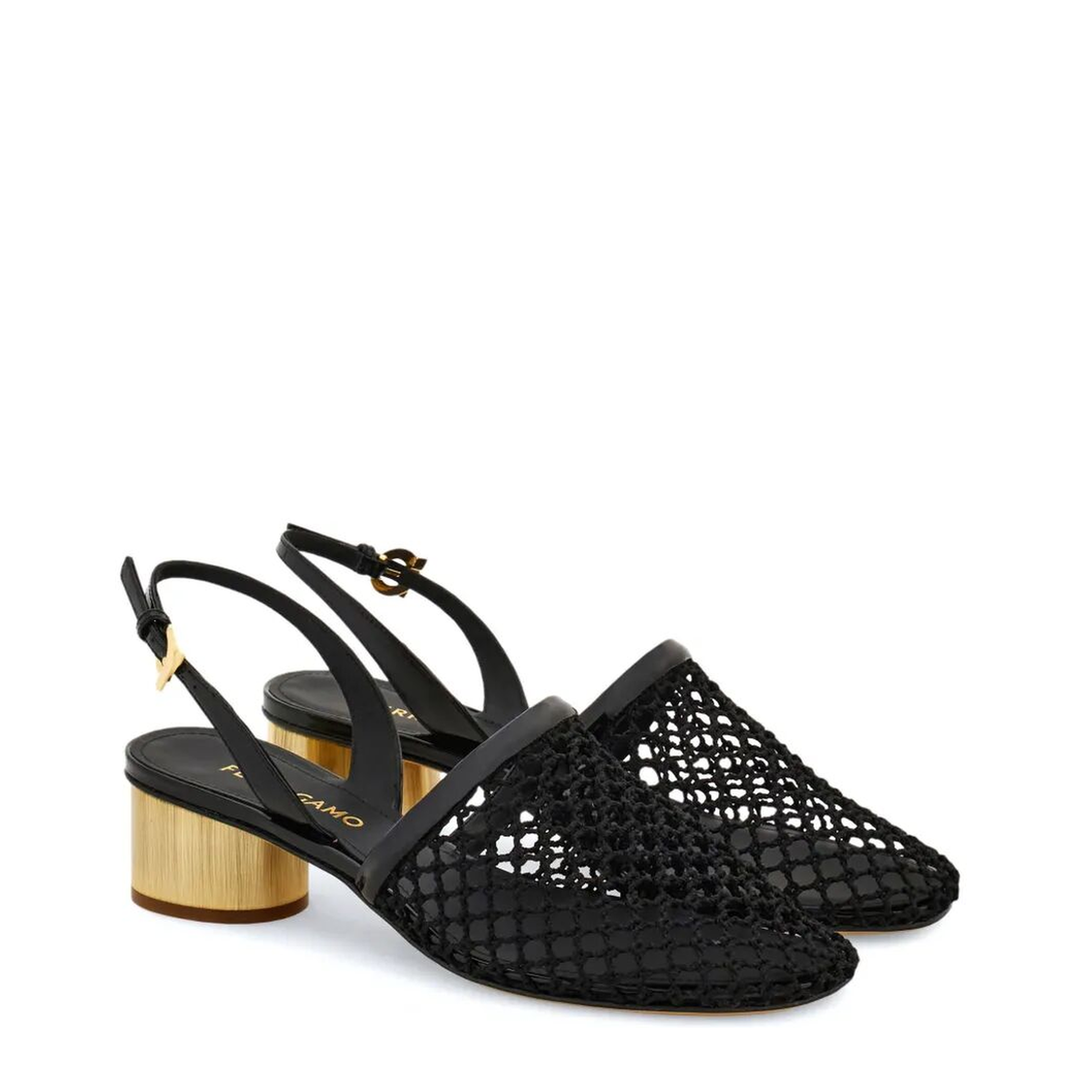 MAYFEYR - Ferragamo - Kay 40 Mesh And Leather Slingback - 01J6720781163NERO