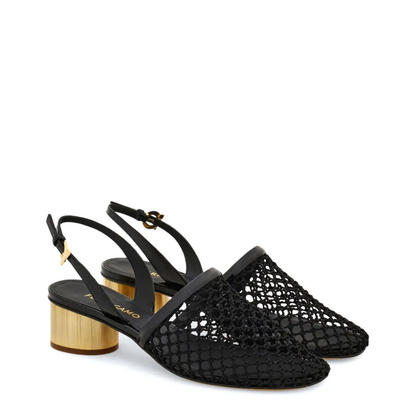 MAYFEYR - Ferragamo - Kay 40 Mesh And Leather Slingback - 01J6720781163NERO