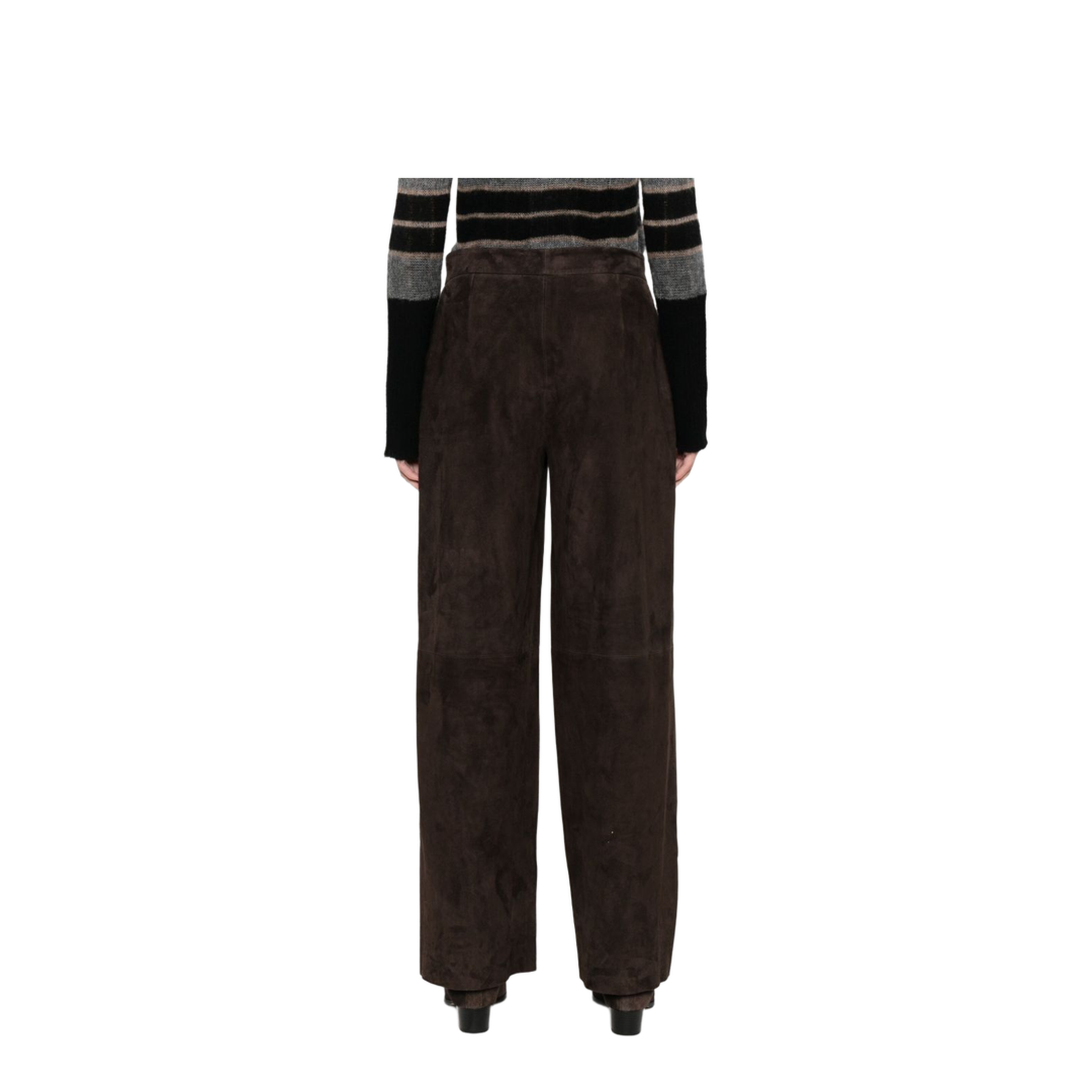 High-Waist Brown Leather Trousers