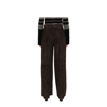 High-Waist Brown Leather Trousers