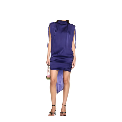 Satin Key Dress in Blue