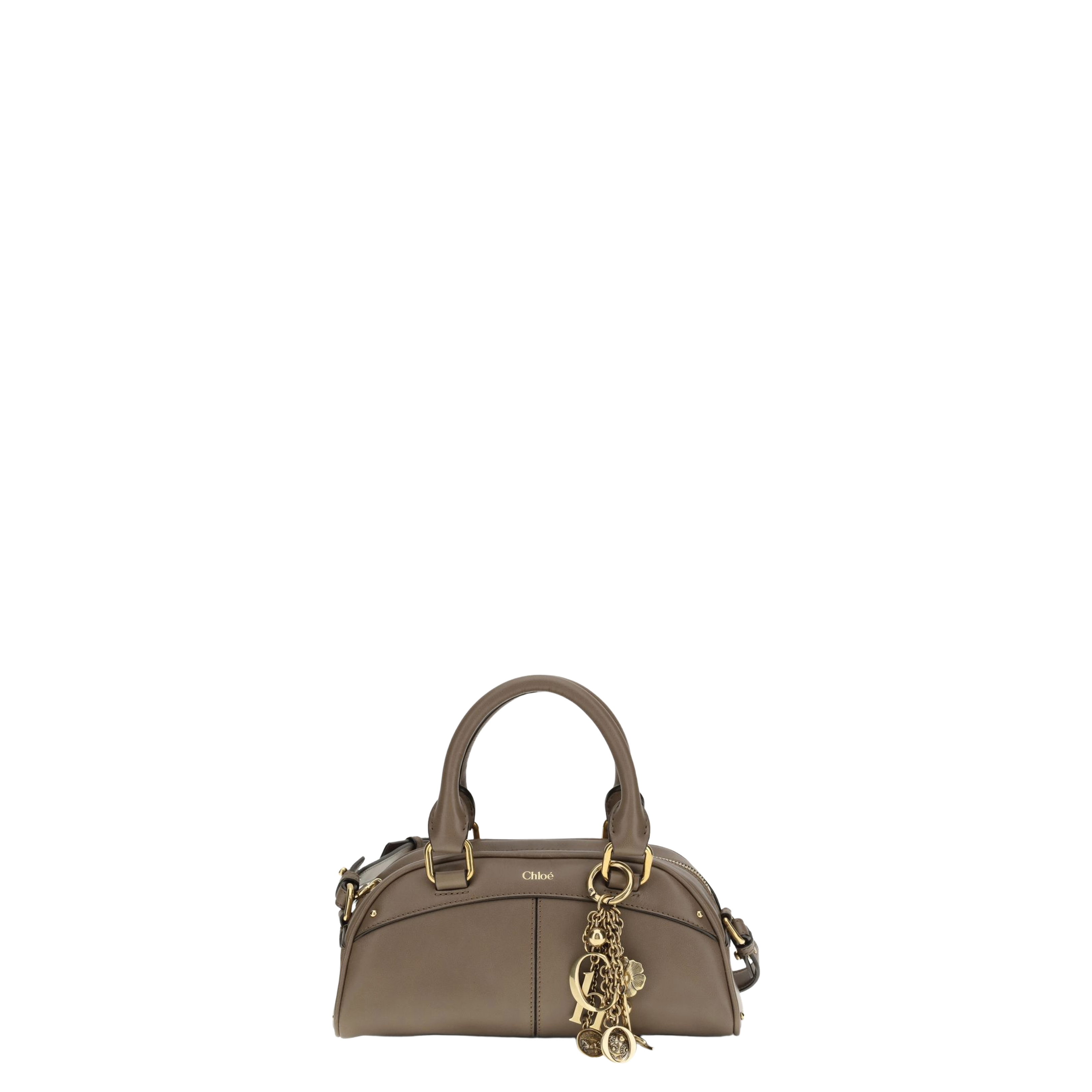 Small Bowling Bag in Soft Leather Beige