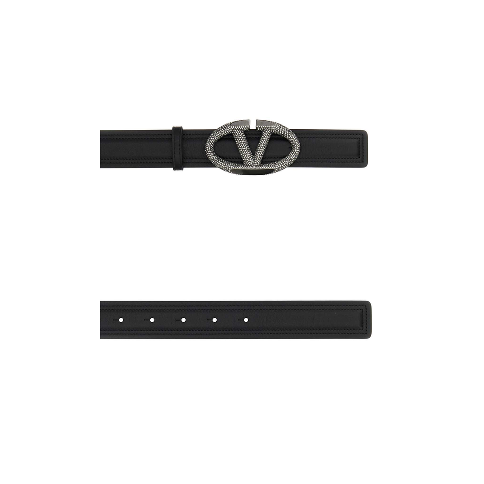 Black Leather Vlogo Belt